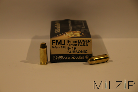 S & B 9 mm Luger 9,1g/140grs. FMJ Subsonic